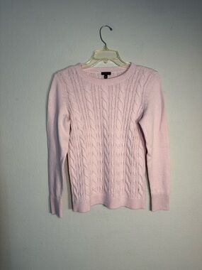 Talbots Pink Cable Knit Crewneck Sweater SP minimalist preppy soft girl coquette